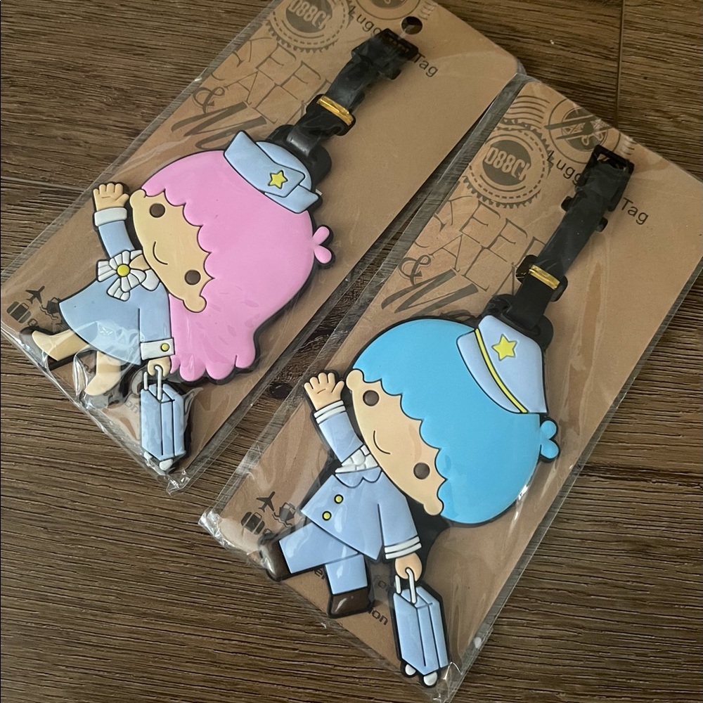 One Left! LITTLE TWIN STARS-2 Piece Set NWOT Luggage Tags - Picture 10 of 14